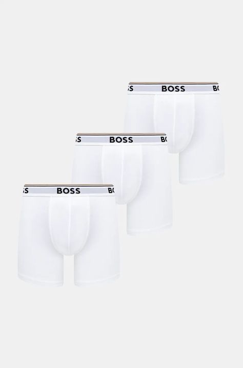 Boksarice BOSS 3-pack moške, bela barva, 50475282