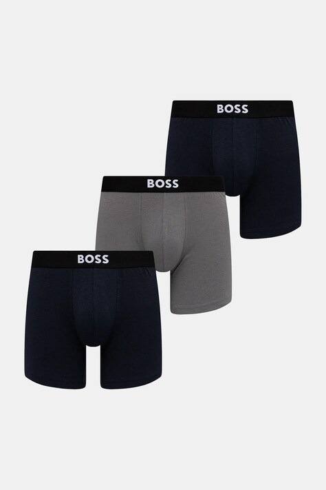 BOSS bokserki BoxerBr 3P BOSS ONE 3-pack męskie kolor szary 50544272