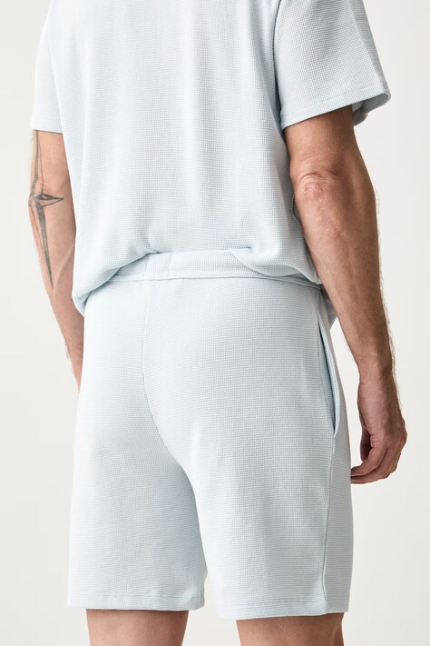 BOSS szorty lounge męskie z bawełną Waffle Shorts turkusowe regular waist 50535884