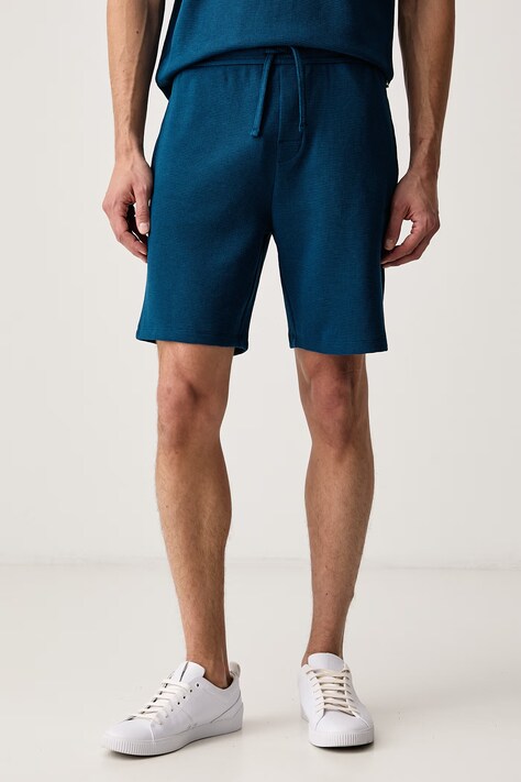 BOSS Szorty lounge męskie z bawełną Waffle Shorts fioletowe regular waist 50535884
