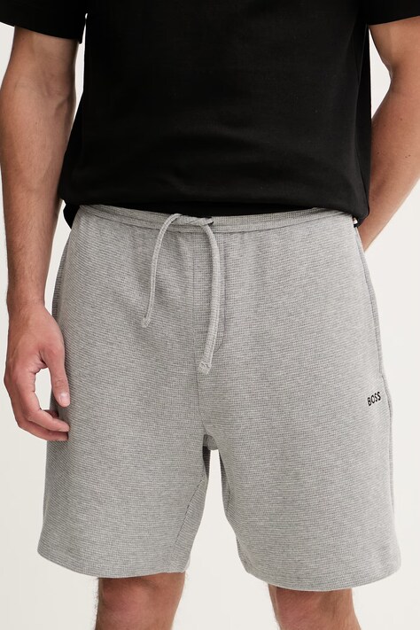 BOSS σορτς lounge Ανδρικά με βαμβάκι Waffle Shorts γκρί 50535884