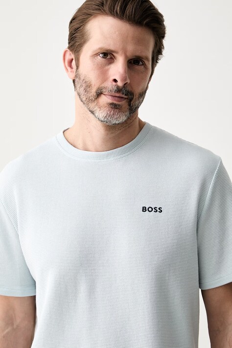 BOSS футболка lounge чоловіча Waffle T-Shirt — AA00-BIM0Z2, блакитний — фото 4