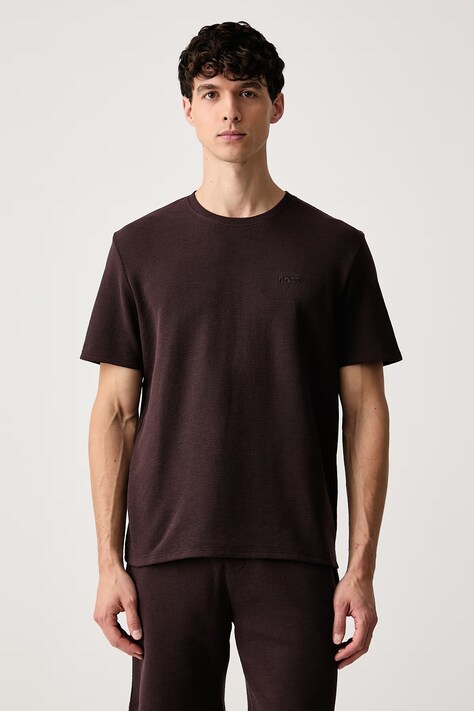 BOSS T-shirt lounge męski Waffle T-Shirt brązowy 50535891