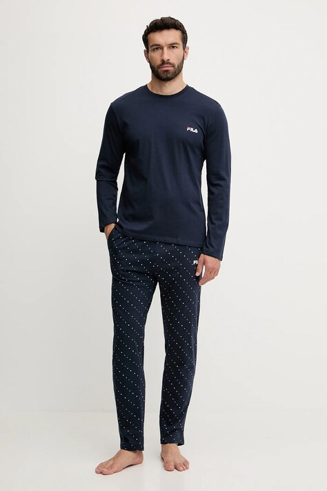 Fila compleu pijama culoarea bleumarin, cu imprimeu, FPS1215