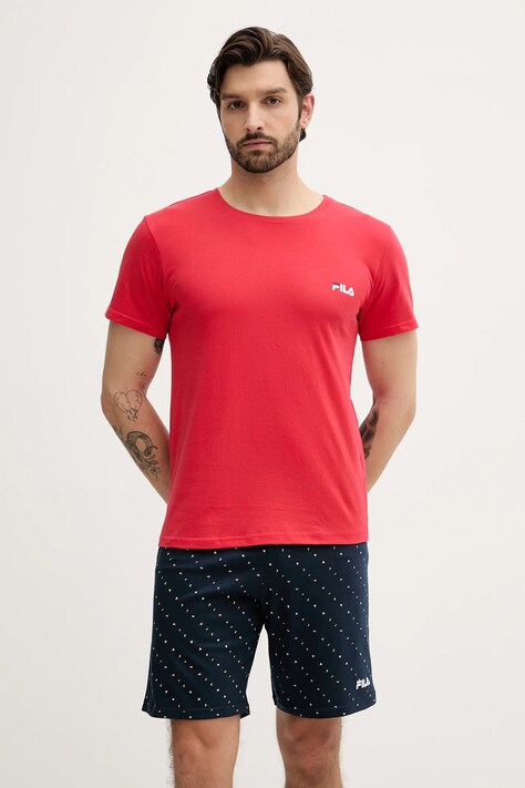 Fila pijamale de bumbac culoarea rosu, cu imprimeu, FPS1222