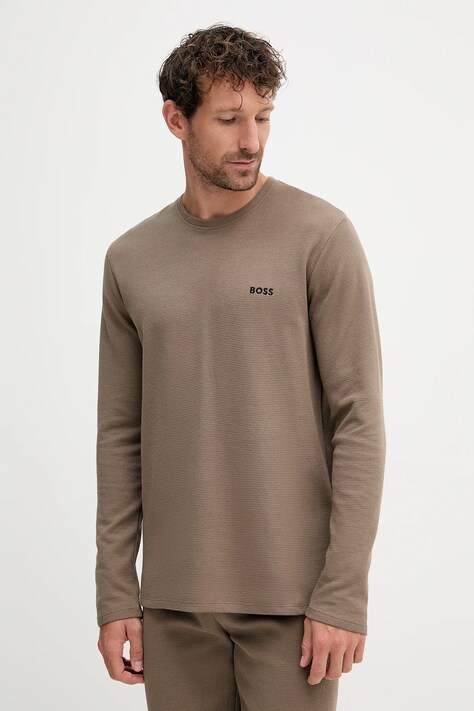 BOSS longsleeve lounge kolor brązowy gładki 50535870