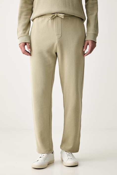 BOSS teplákové nohavice pánske s bavlnou Waffle Pants zelené regular waist 50535877