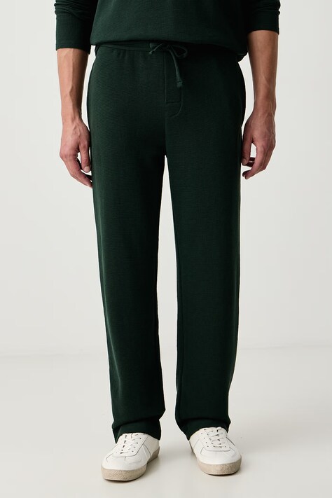 BOSS Spodnie dresowe męskie z bawełną Waffle Pants zielone regular waist 50535877