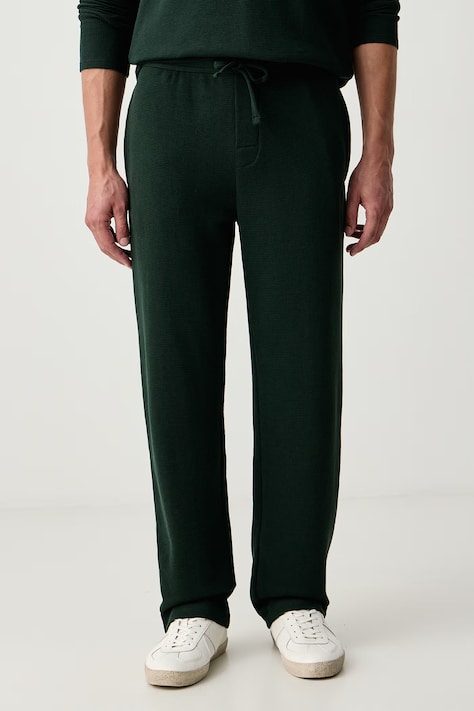 BOSS Spodnie dresowe męskie z bawełną Waffle Pants zielone regular waist 50535877
