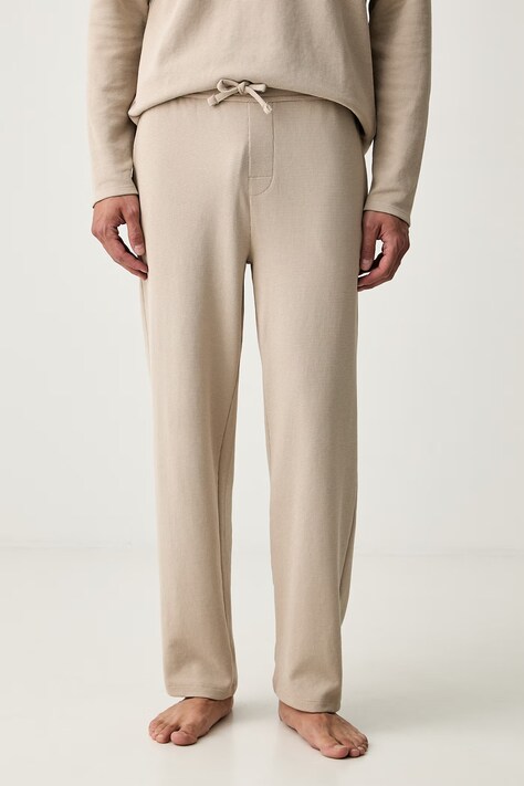 BOSS teplákové nohavice pánske s bavlnou Waffle Pants béžové regular waist 50535877