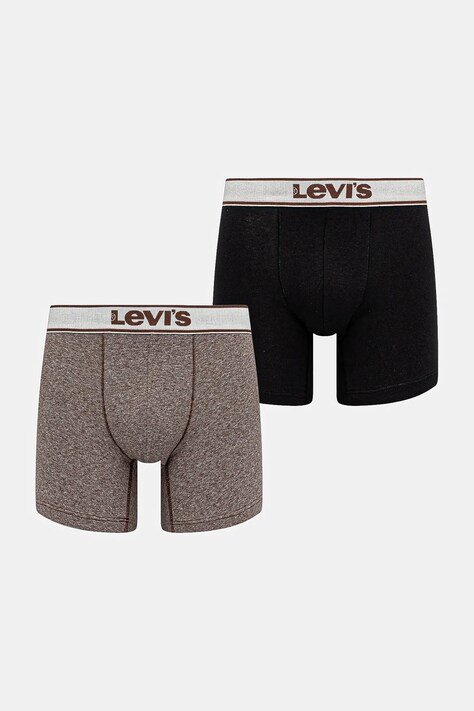 Bavlněné boxerky Levi's 2-pack hnědá barva, 37149-1225