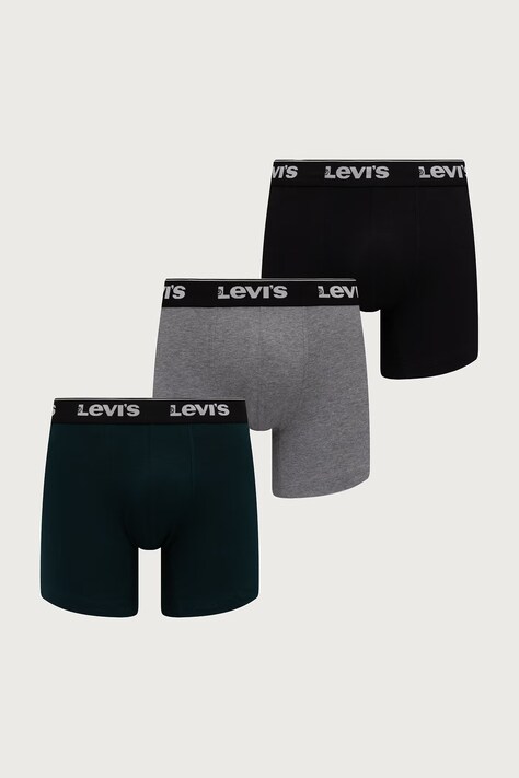 Levi's Oprijete boksarice moške bombažne z elastanom paket 3 kosov zelene 37149-1406