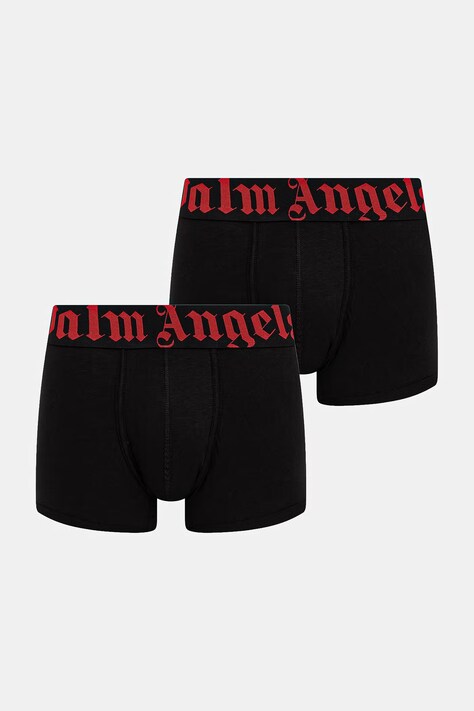 Palm Angels bokserki dopasowane męskie z bawełną 2-pack czarne PLA1UMBTR11BI