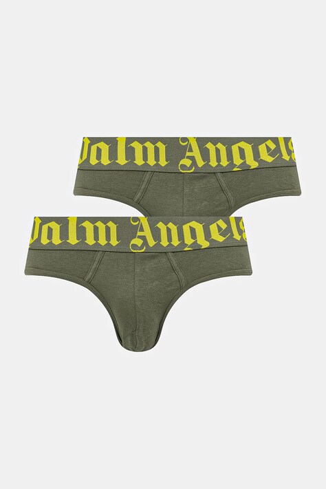 Palm Angels slipy męskie z bawełną 2-pack zielone PLA1UMBSP08BI