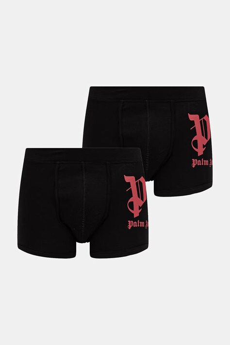 Palm Angels bokserki dopasowane męskie z bawełną 2-pack czarne PLA1UMBTR07BI