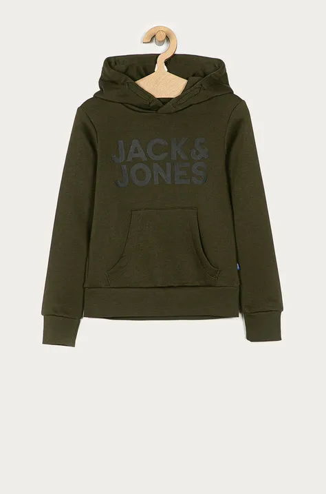 Jack & Jones bluza dziecięca kolor szary z kapturem z nadrukiem