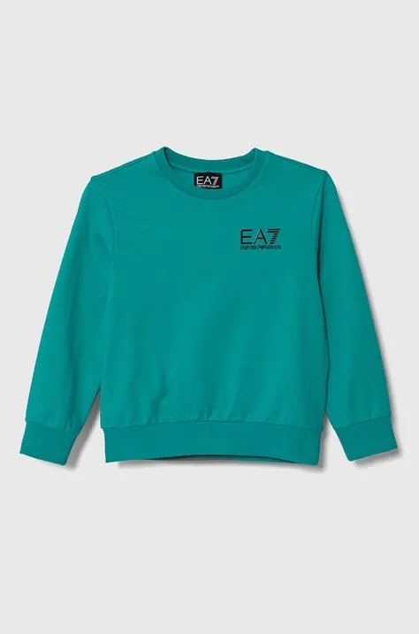 Παιδική βαμβακερή μπλούζα EA7 Emporio Armani χρώμα: πράσινο