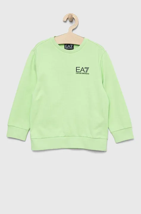 EA7 Emporio Armani bluza bawełniana dziecięca kolor zielony z nadrukiem