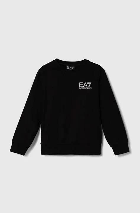 EA7 Emporio Armani bluza bawełniana dziecięca kolor czarny z nadrukiem