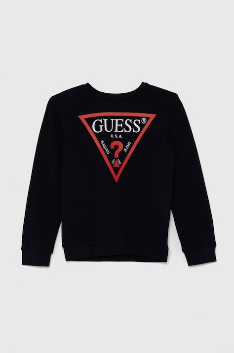 Guess hanorac de bumbac pentru copii culoarea albastru marin, cu imprimeu, L73Q09 KAUG0
