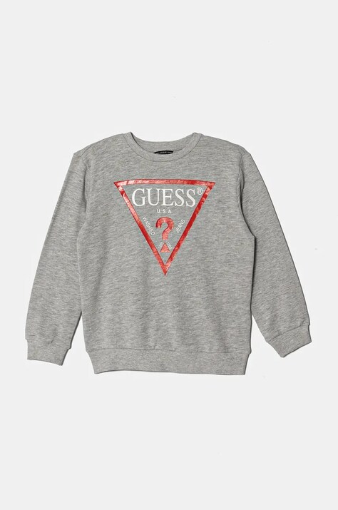 Детская хлопковая кофта Guess цвет серый с принтом L73Q09 KAUG0
