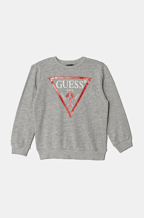 Детская хлопковая кофта Guess цвет серый с принтом L73Q09 KAUG0