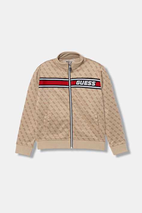 Guess bluza dziecięca kolor beżowy z kapturem wzorzysta L4YQ24 K7122