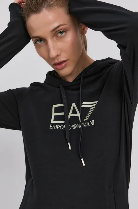 Dukserica EA7 Emporio Armani za žene, boja: crna, s kapuljačom