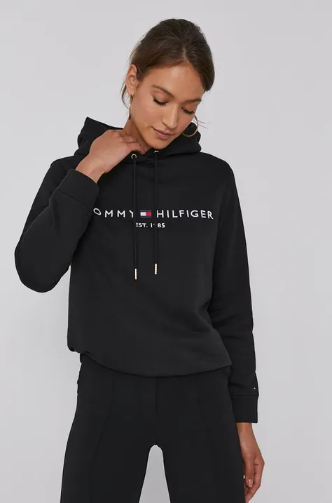 Μπλούζα Tommy Hilfiger γυναικεία, χρώμα: μαύρο