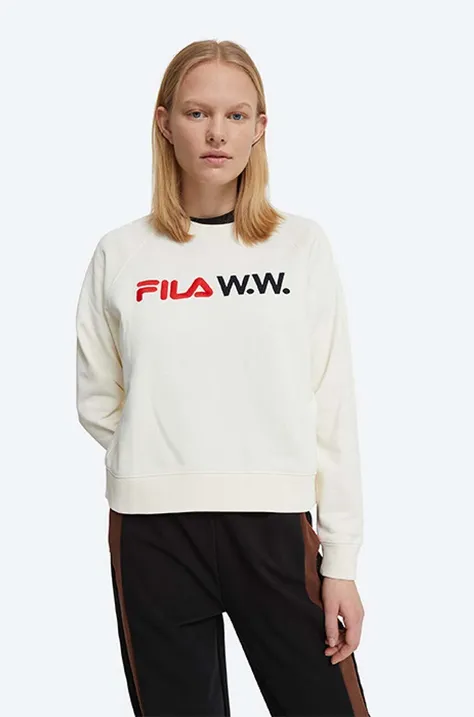 Mikina Wood Wood Elena x FIla dámská, bílá barva, s potiskem, 688375.N15-WHITE