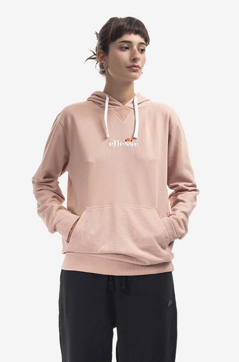 Pamučna dukserica Ellesse Daphni Oh Hoody za žene, boja: ružičasta, s kapuljačom, s aplikacijom, SGM14014-PINK