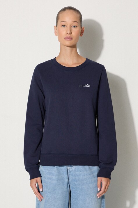 A.P.C. hanorac de bumbac Sweat Item F femei, culoarea bleumarin, cu imprimeu COEAS.F27663-VIOLET
