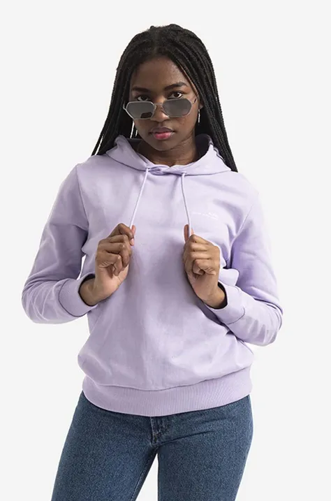 Βαμβακερή μπλούζα A.P.C. Hoodie Item F γυναικεία, χρώμα: μοβ, με κουκούλα F30