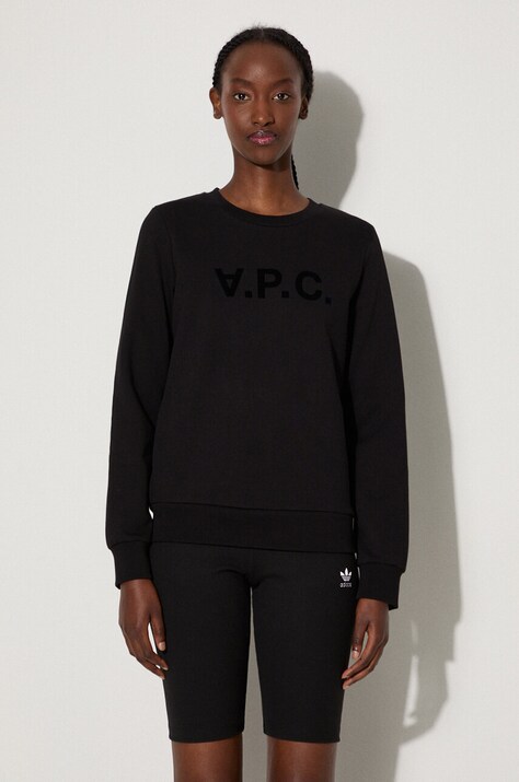 A.P.C. hanorac de bumbac Sweat Viva femei, culoarea negru, cu imprimeu