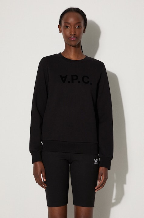 A.P.C. hanorac de bumbac Sweat Viva femei, culoarea negru, cu imprimeu