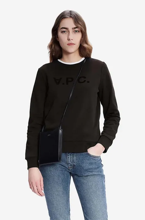 Βαμβακερή μπλούζα A.P.C. Sweat Viva γυναικεία, χρώμα μαύρο COECQ.F27644