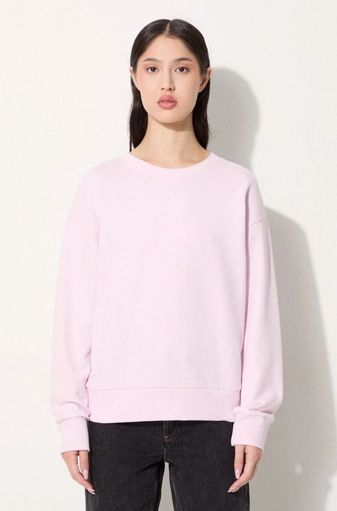 A.P.C. bluza bawełniana Sweat Annie damska kolor różowy gładka