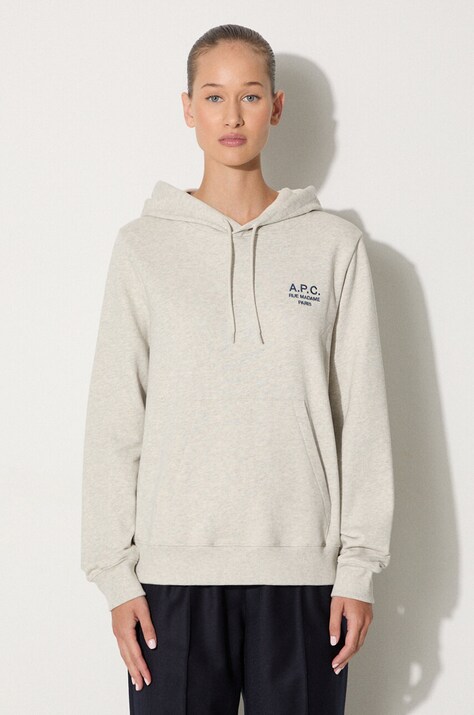 A.P.C. bluza bawełniana Hoodie Manuela damska kolor beżowy z kapturem z aplikacją COEZD.F27760-OFFWHITE