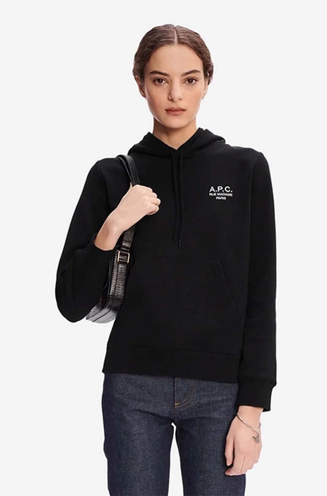 Бавовняна кофта A.P.C. Hoodie Manuela жіноча колір рожевий з капюшоном з аплікацією COEZD.F27760-OFFWHITE