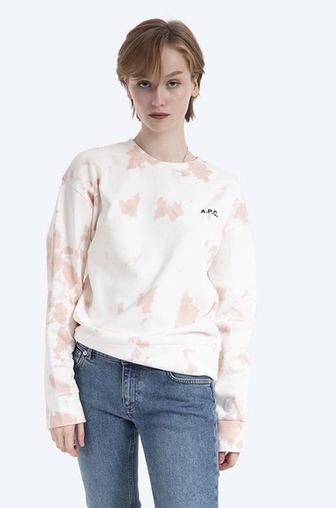 A.P.C. bluza bawełniana Sweat Roma damska kolor beżowy wzorzysta COEJO.F27636-ROSE