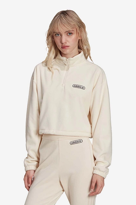 Mikina adidas Originals HL0047-cream, dámska, béžová farba, s nášivkou