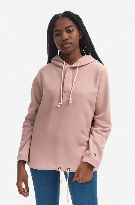 Champion bluza damska kolor różowy z kapturem gładka 113367-YS094