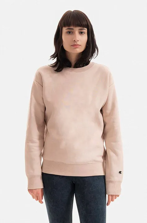 Бавовняна кофта Champion Crewneck Sweatshirt жіноча колір коричневий однотонна 115088-MS049