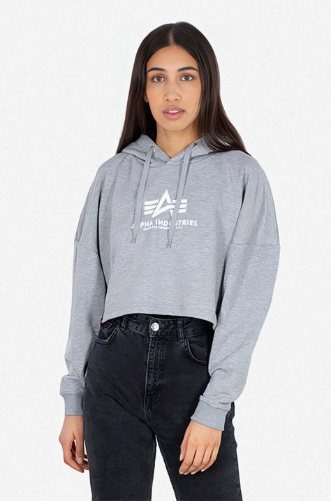 Μπλούζα Alpha Industries Sweats & Hoodys χρώμα: γκρι, με κουκούλα