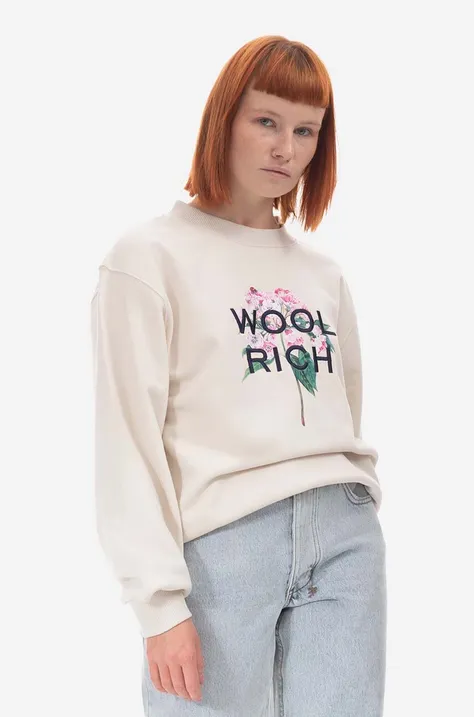 Woolrich bluza damska kolor beżowy z nadrukiem CFWWSW0107FRUT3164-8743
