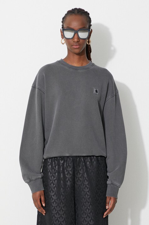 Carhartt WIP bluza bawełniana W'' Nelson Sweat I029537 damska kolor szary gładka I029537-WAX