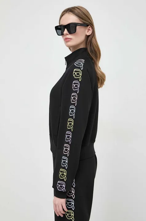 Хлопковая кофта Karl Lagerfeld женская цвет чёрный с принтом