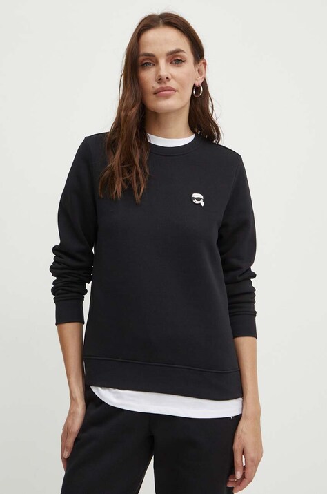 Karl Lagerfeld bluza femei, culoarea negru, neted, 245W1810