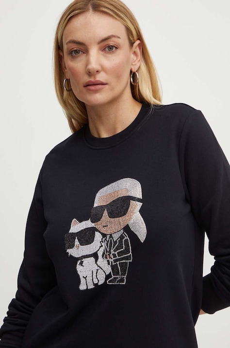 Karl Lagerfeld bluza femei, culoarea negru, cu imprimeu, 245W1812