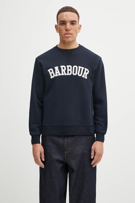 Хлопковая кофта Barbour женская цвет синий с аппликацией LOL0591